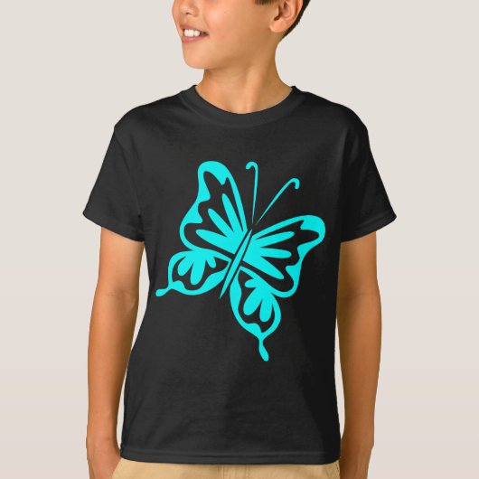 Retro Butterfly - Cyaan T-shirt (Voorkant)