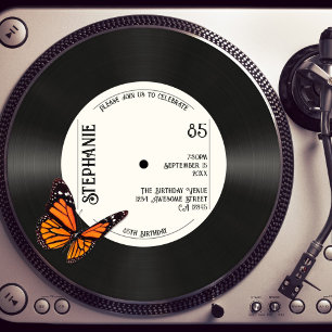 Retro Butterfly Faux Record Muziek 85e verjaardag Kaart