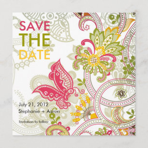 Retro Butterfly Floral Save the Date