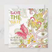 Retro Butterfly Floral Save the Date (Voorkant)