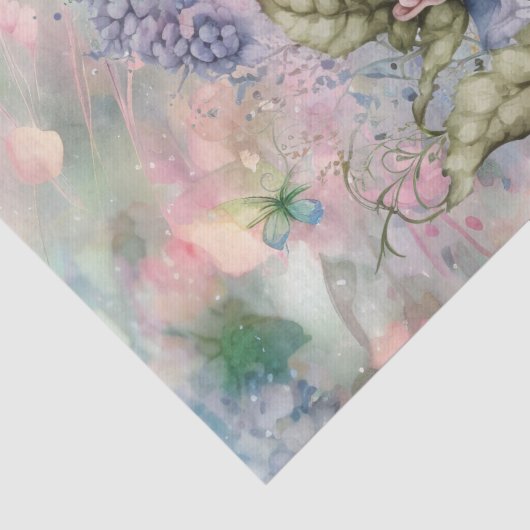 Retro Butterfly Floral Waterverf Tissuepapier (Detail)