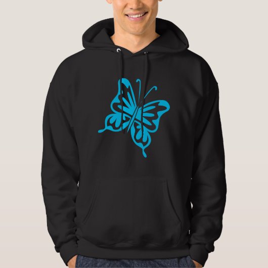 Retro Butterfly - Sky Blue Hoodie (Voorkant)