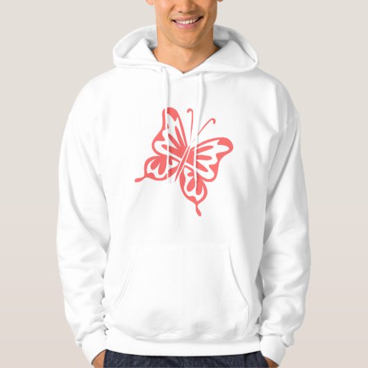 Retro Butterfly - Tropisch roze Hoodie (Voorkant)