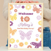 Retro Butterfly Verjaardag Welkom Printable Poster