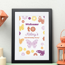 Retro Butterfly Verjaardag Welkom Printable Poster