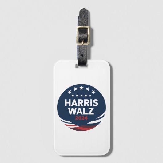 Retro Button voor Democraten Harris Waltz Bagagelabel (Voorkant (verticaal))