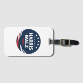 Retro Button voor Democraten Harris Waltz Bagagelabel (Voorkant (horizontaal))