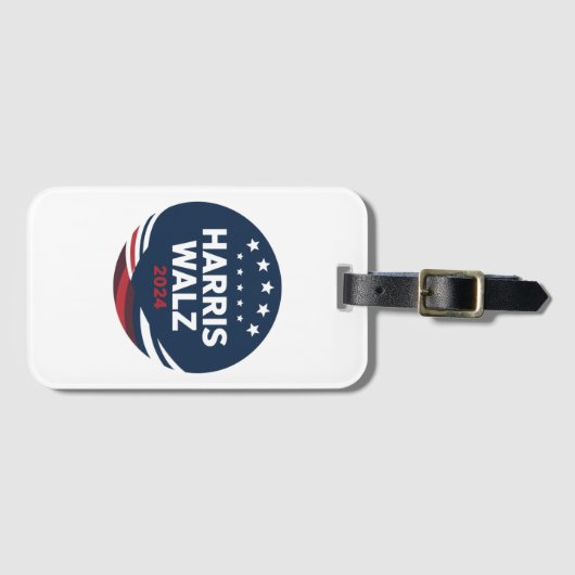 Retro Button voor Democraten Harris Waltz Bagagelabel (Voorkant (horizontaal))