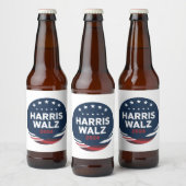Retro Button voor Democraten Harris Waltz Bier Etiket (Flessen)