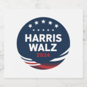Retro Button voor Democraten Harris Waltz Bier Etiket (Enkel label)