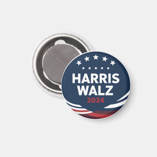Retro Button voor Democraten Harris Waltz Magneet (Voorkant / Achterkant)