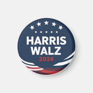 Retro Button voor Democraten Harris Waltz Magneet