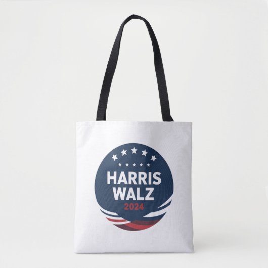 Retro Button voor Democraten Harris Waltz Tote Bag (Voorkant)