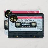 Retro C Audiocassette Uitnodiging 50e verjaardagsf (Voorkant / Achterkant)