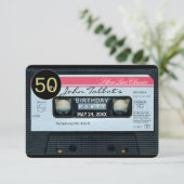 Retro C Audiocassette Uitnodiging 50e verjaardagsf (Staand voorkant)
