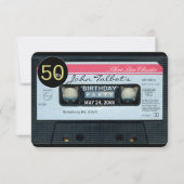 Retro C Audiocassette Uitnodiging 50e verjaardagsf (Voorkant)