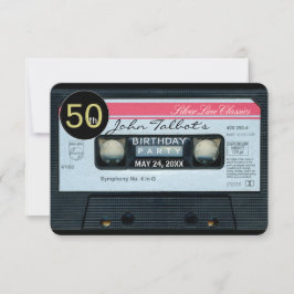 Retro C Audiocassette Uitnodiging 50e verjaardagsf