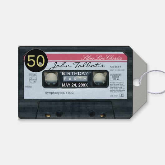 Retro C Audiotape 50e verjaardag Dank u Label Cadeaulabel (Voorkant (Horizontaal))