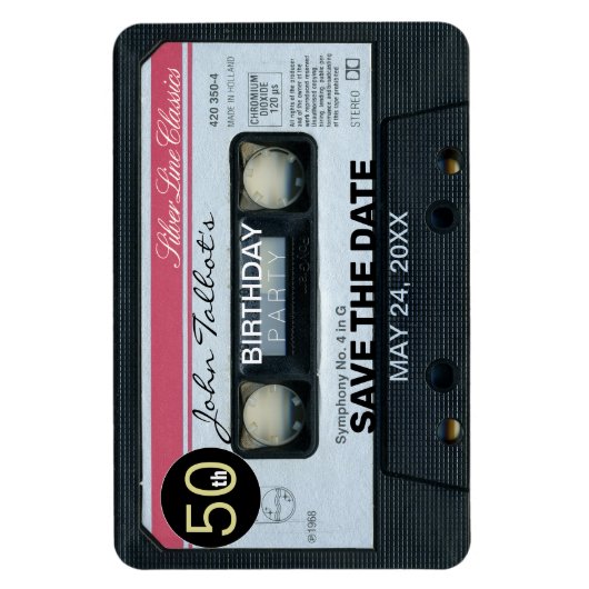 Retro C Audiotape 50e verjaardag Partij Opslagdatu Magneet (Verticaal)