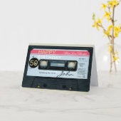 Retro C Audiotape 50e verjaardag recto-verso Naam Kaart (Gele Bloem)