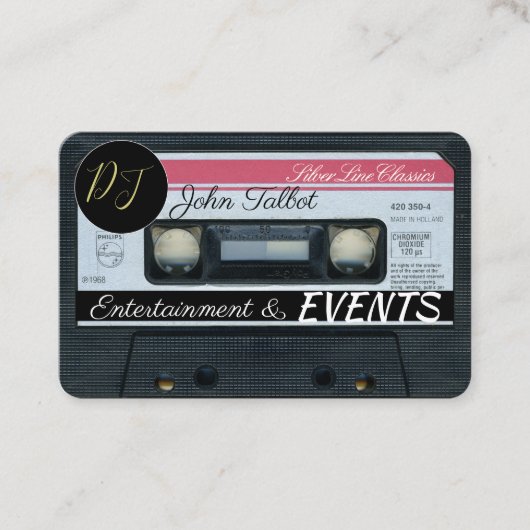 Retro C Audiotape Cassette 80s DJ Visitekaartjes (Voorkant)