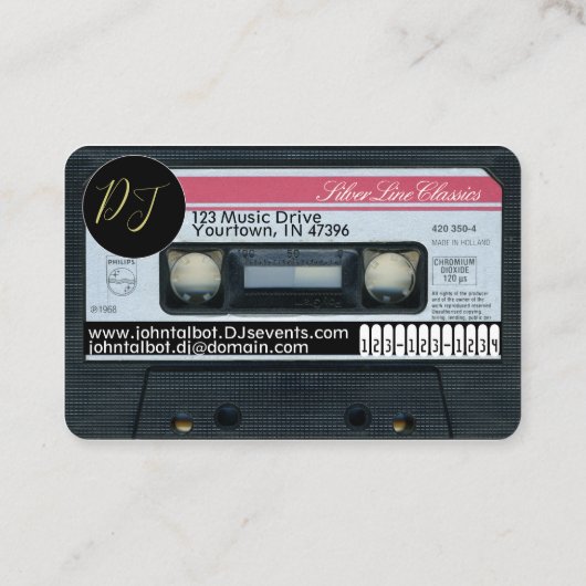 Retro C Audiotape Cassette 80s DJ Visitekaartjes (Achterkant)