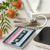 Retro C Audiotape Mixtape Cassette, gepersonalisee Sleutelhanger (Voorkant Rechts)