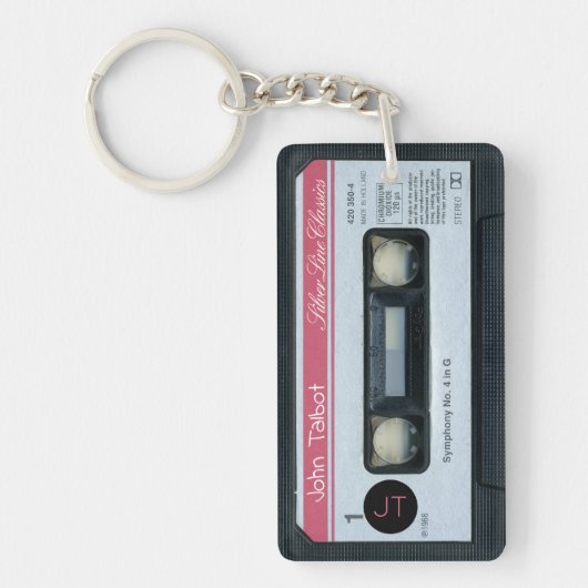 Retro C Audiotape Mixtape Cassette, gepersonalisee Sleutelhanger (Voorkant)