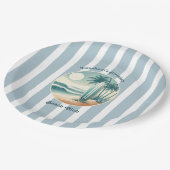 Retro Cabana Stripes Beach Club Surfboard Verjaard Papieren Bordje (Gekanteld)
