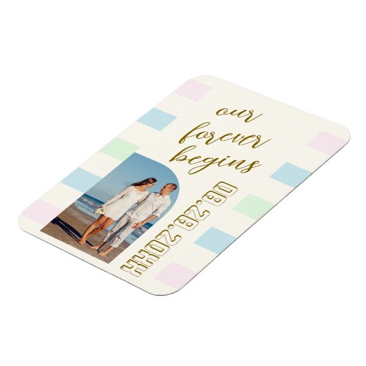 Retro Cabana Stripes Huwelijk Magneet (Linkerzijde)