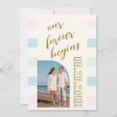Retro Cabana Stripes Huwelijk Save The Date (Voorkant)