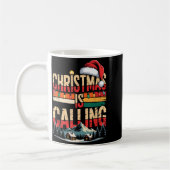Retro Cabin Snowy Christmas Calling Lights Holiday Koffiemok (Links)