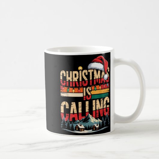 Retro Cabin Snowy Christmas Calling Lights Holiday Koffiemok (Rechts)