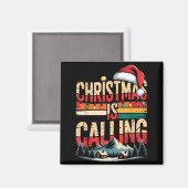 Retro Cabin Snowy Christmas Calling Lights Holiday Magneet (Voorkant / Achterkant)