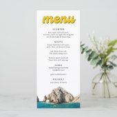 Retro Cabo Bruiloft Receptie Diner Menu (Staand voorkant)