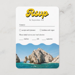 Retro Cabo Bruiloft Traditionele RSVP Maaltijd Opt Informatiekaartje