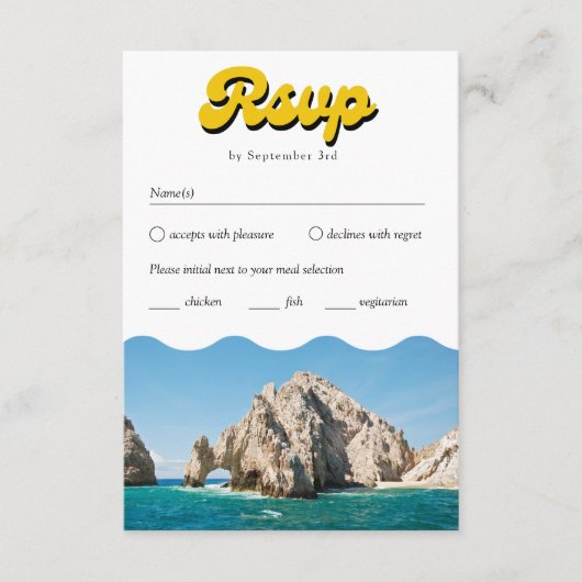 Retro Cabo Bruiloft Traditionele RSVP Maaltijd Opt Informatiekaartje (Voorkant)