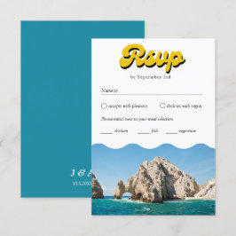 Retro Cabo Bruiloft Traditionele RSVP Maaltijd Opt Informatiekaartje