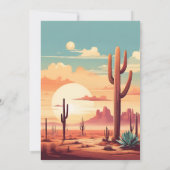 Retro Cactus Desert Landschap Bruiloft Kaart (Achterkant)