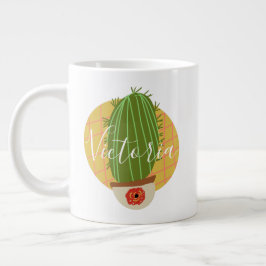 Retro Cactus Doodle Naam Reusachtige Koffiemok Grote Koffiekop