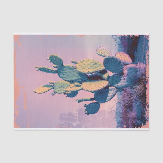 Retro Cactus in de Desert Artwork Decoupage Tissuepapier (Voorkant)