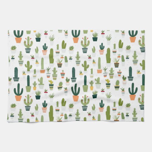 Retro Cactus keukenhanddoek (Horizontaal)