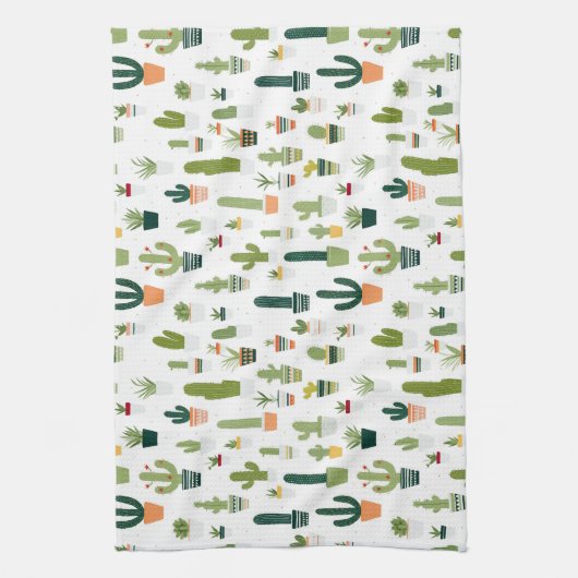 Retro Cactus keukenhanddoek (Verticaal)