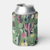 Retro cactus ontwerp: naadloze stof textuur blikjeskoeler (Blikje Voorkant)
