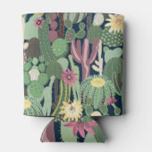 Retro cactus ontwerp: naadloze stof textuur blikjeskoeler (Achterkant)