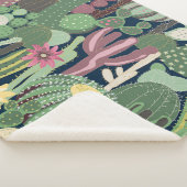 Retro cactus ontwerp: naadloze stof textuur sherpa deken (3/4)