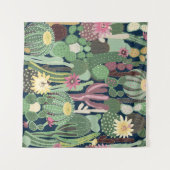Retro cactus ontwerp: naadloze stof textuur wandkleed (Voorkant (horizontaal))