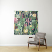 Retro cactus ontwerp: naadloze stof textuur wandkleed (In situ)