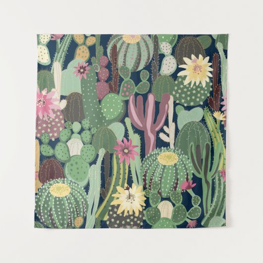Retro cactus ontwerp: naadloze stof textuur wandkleed (Voorkant)