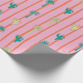 Retro Cactus & Palm Trees Gift Wrap Paper Cadeaupapier (Hoek)